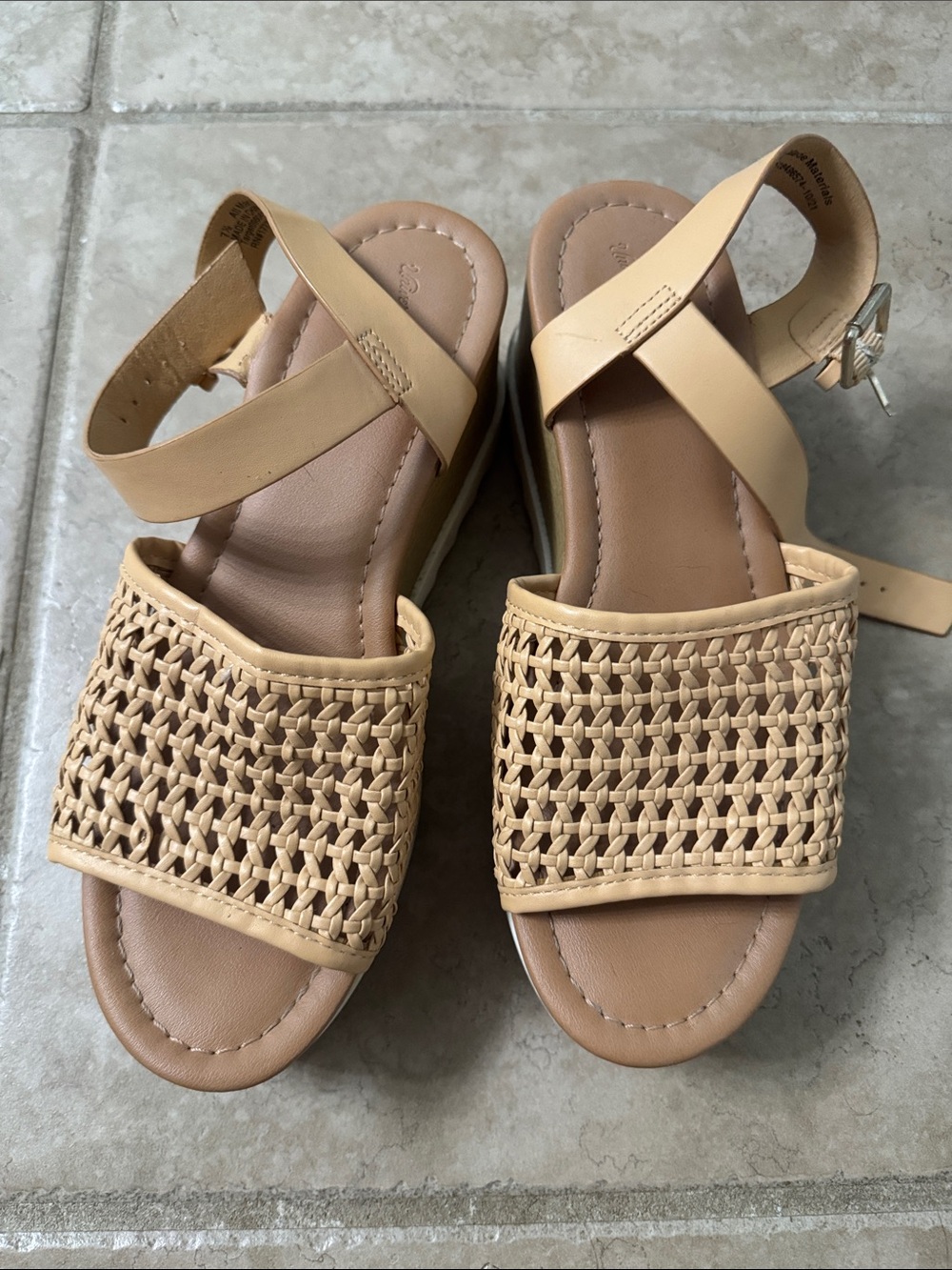 MIA Tan Woven Slingback Sandals